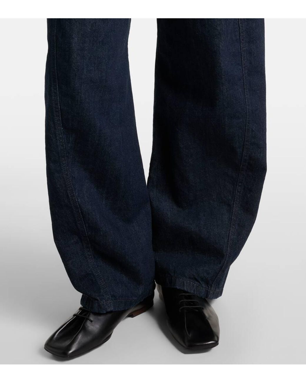 Lemaire Blue Twisted Belted Barrel-Leg Jeans
