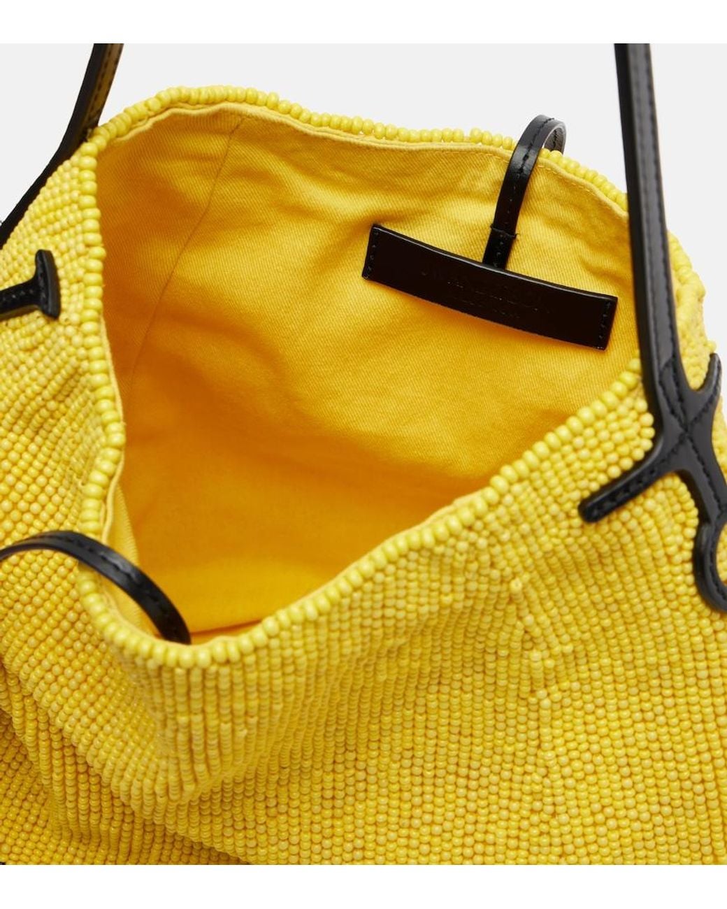 J.W. Anderson Yellow Bulb Small Beaded Leather-Trimmed Shoulder Bag