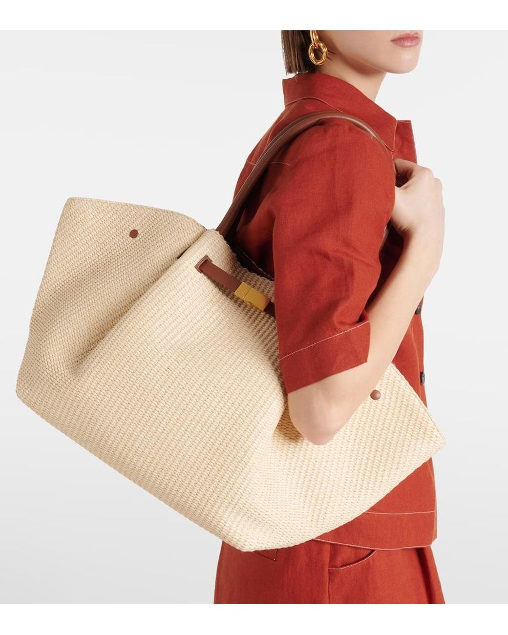 【DEMELLIER】New York leather-trimmed raffia tote bag DEMELLIER New York leather-trimmed raffia tote | NET-A-PORTER