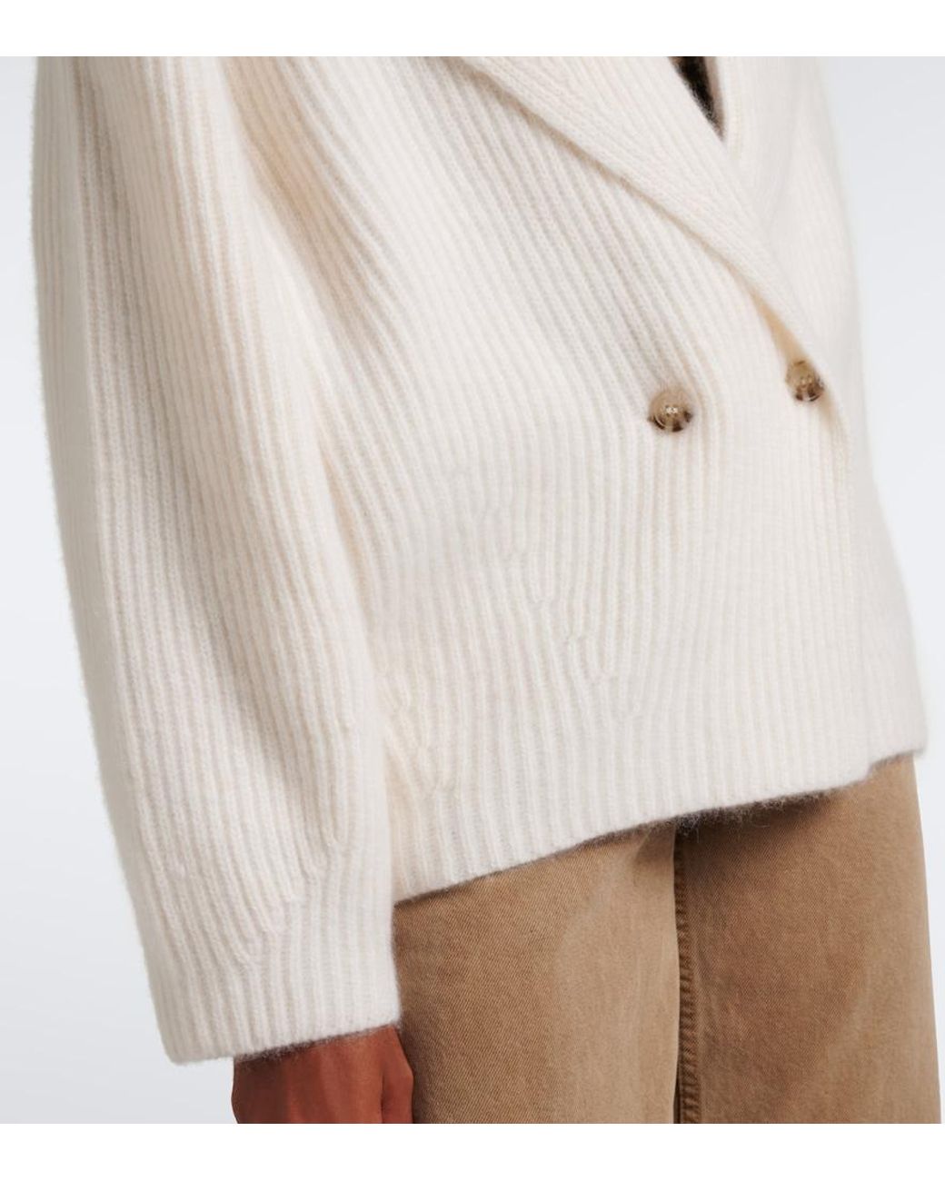 arch4 White Lucille Ribbed-Knit Cashmere Cardigan