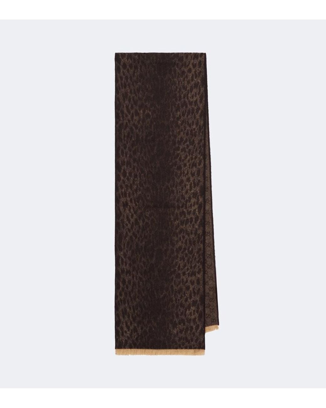 Gucci Brown Gg Jacquard Wool Scarf