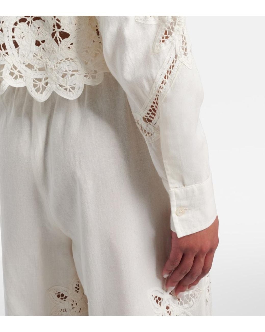 Veronica Beard White Aderes Cotton And Linen Shirt