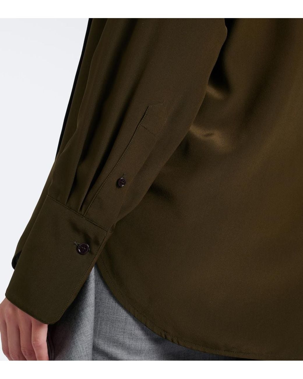 Victoria Beckham Green Cutout Silk Crepe De Chine Blouse