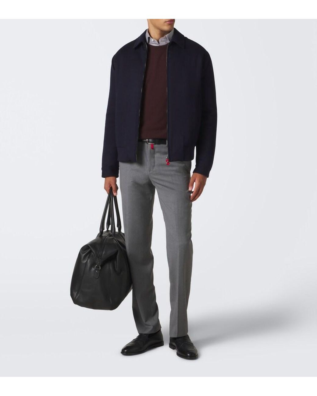 Kiton Blue Wool Bomber Jacket for men