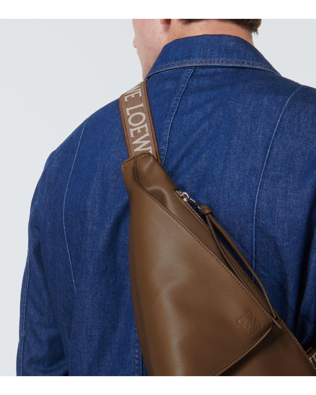 Loewe Anton Leather Messenger Bag in Blue for Men