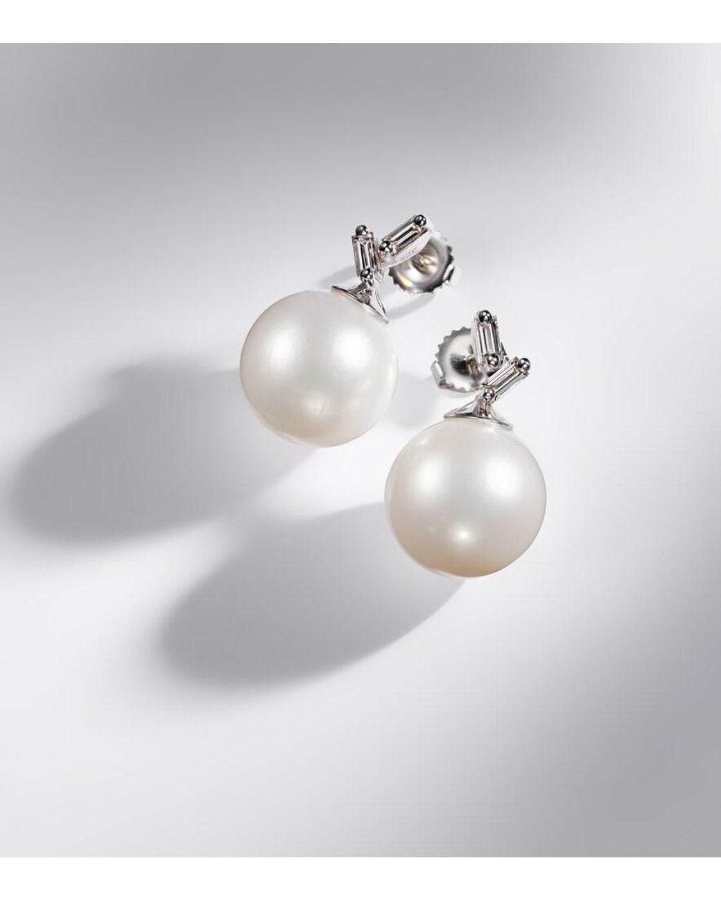 Suzanne Kalan White 18Kt Drop Earrings With Pearls And Diamonds