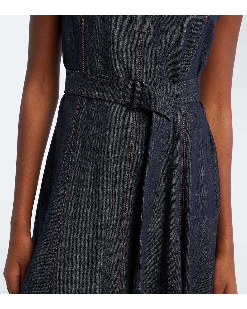 Brunello Cucinelli Black Monilli Belted Denim Polo Dress