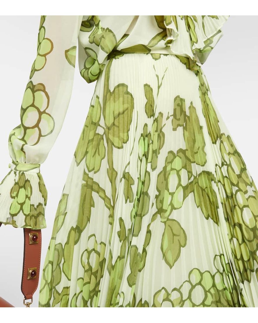 Gonna Lunga Plisse A Vita Alta di Etro in Green