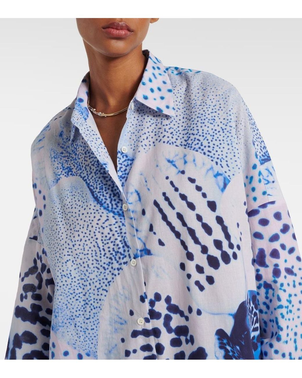 Camisa De Algodon Estampada Dries Van Noten de color Blue