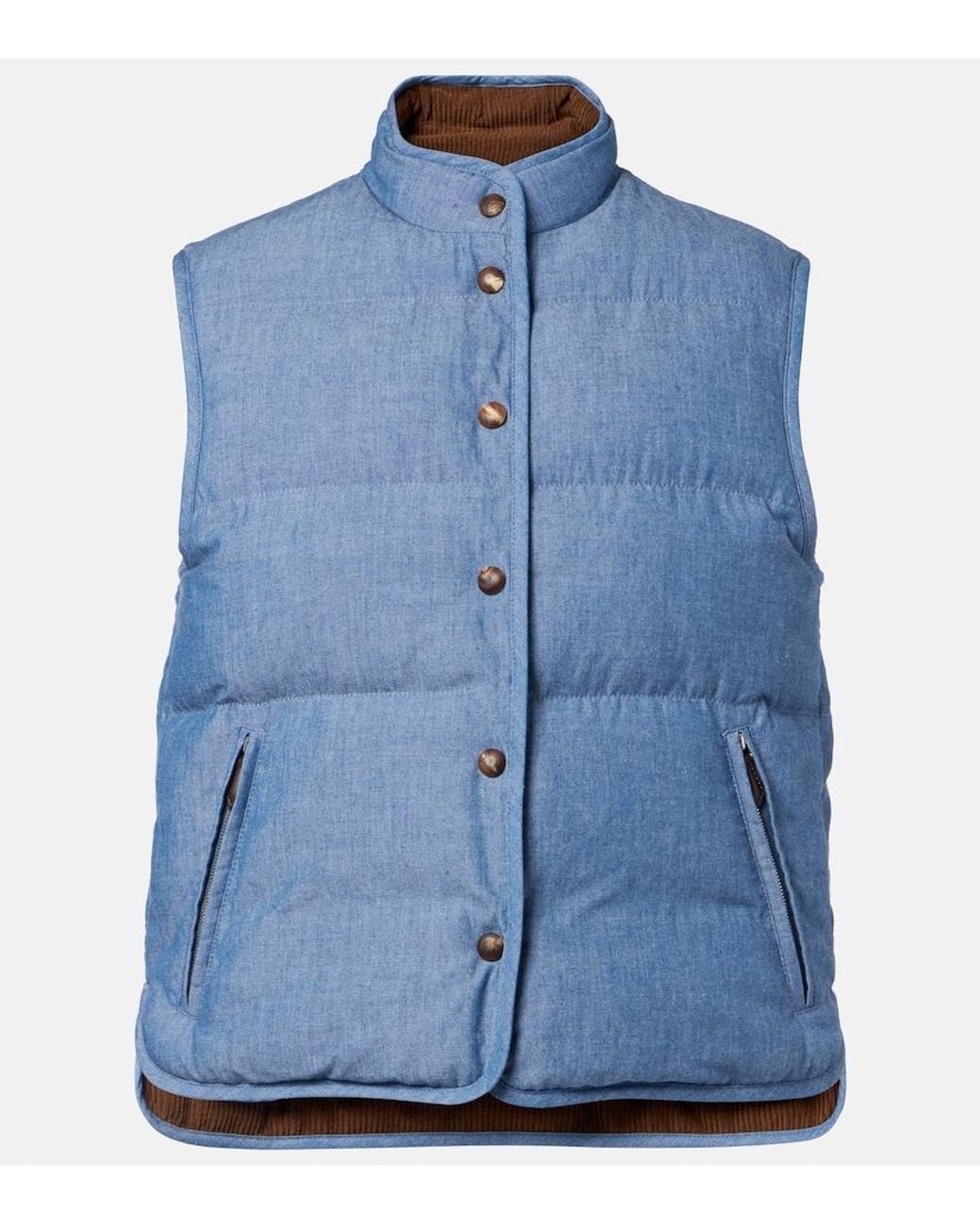 Loro Piana Blue Kris Cotton Chambray Puffer Jacket