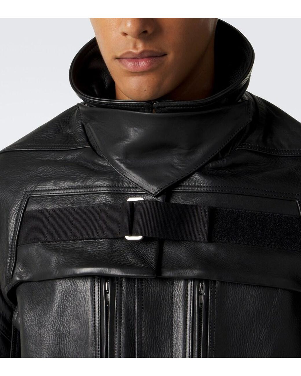 Rick Owens Black Mac Convertible Leather Jacket for men