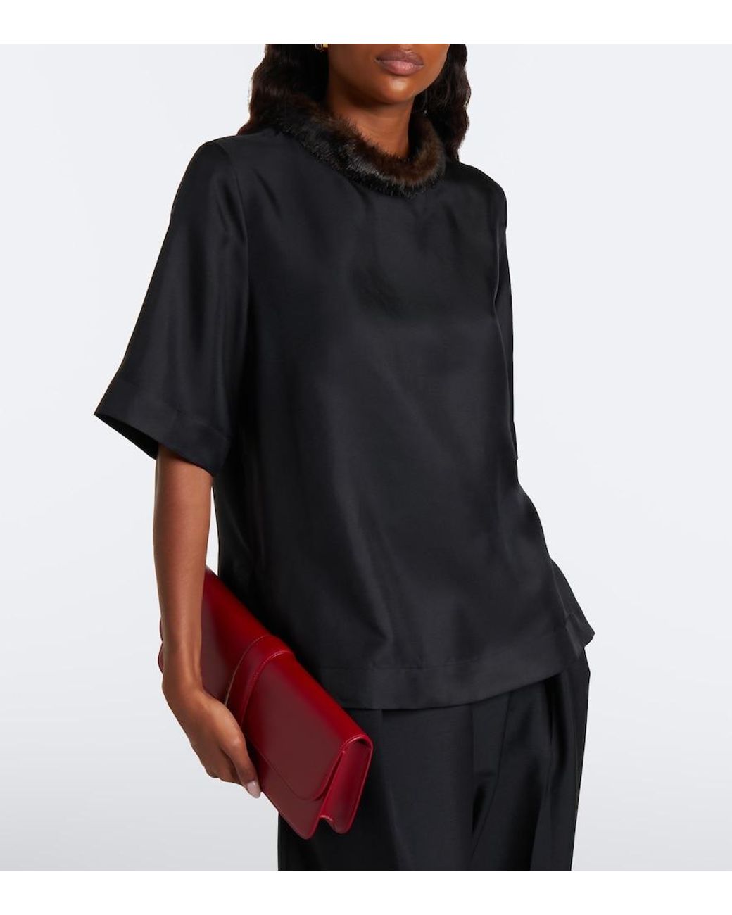 Loulou de Saison Black Dana Silk Twill Top