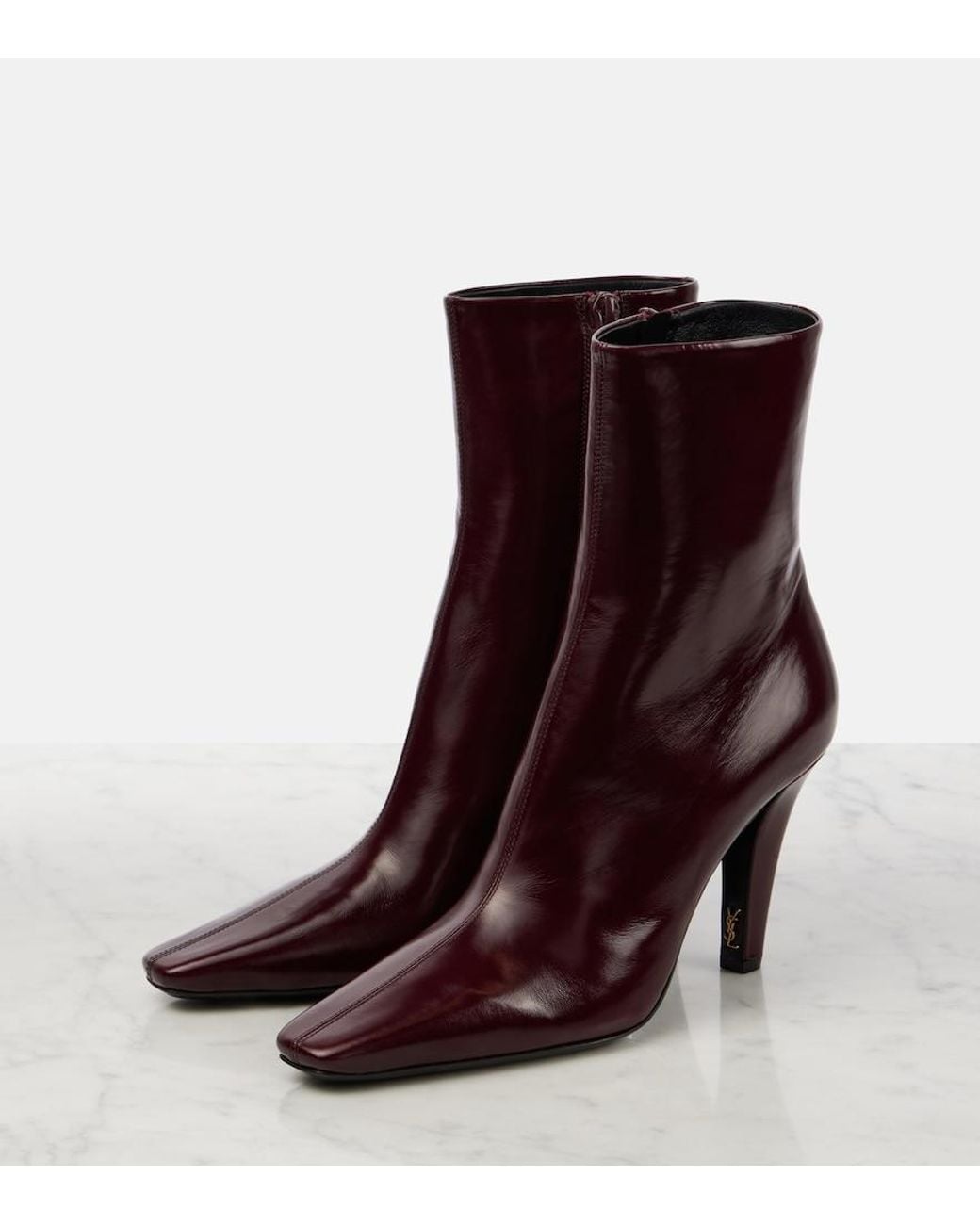 Saint Laurent Purple Jill 95 Leather Ankle Boots