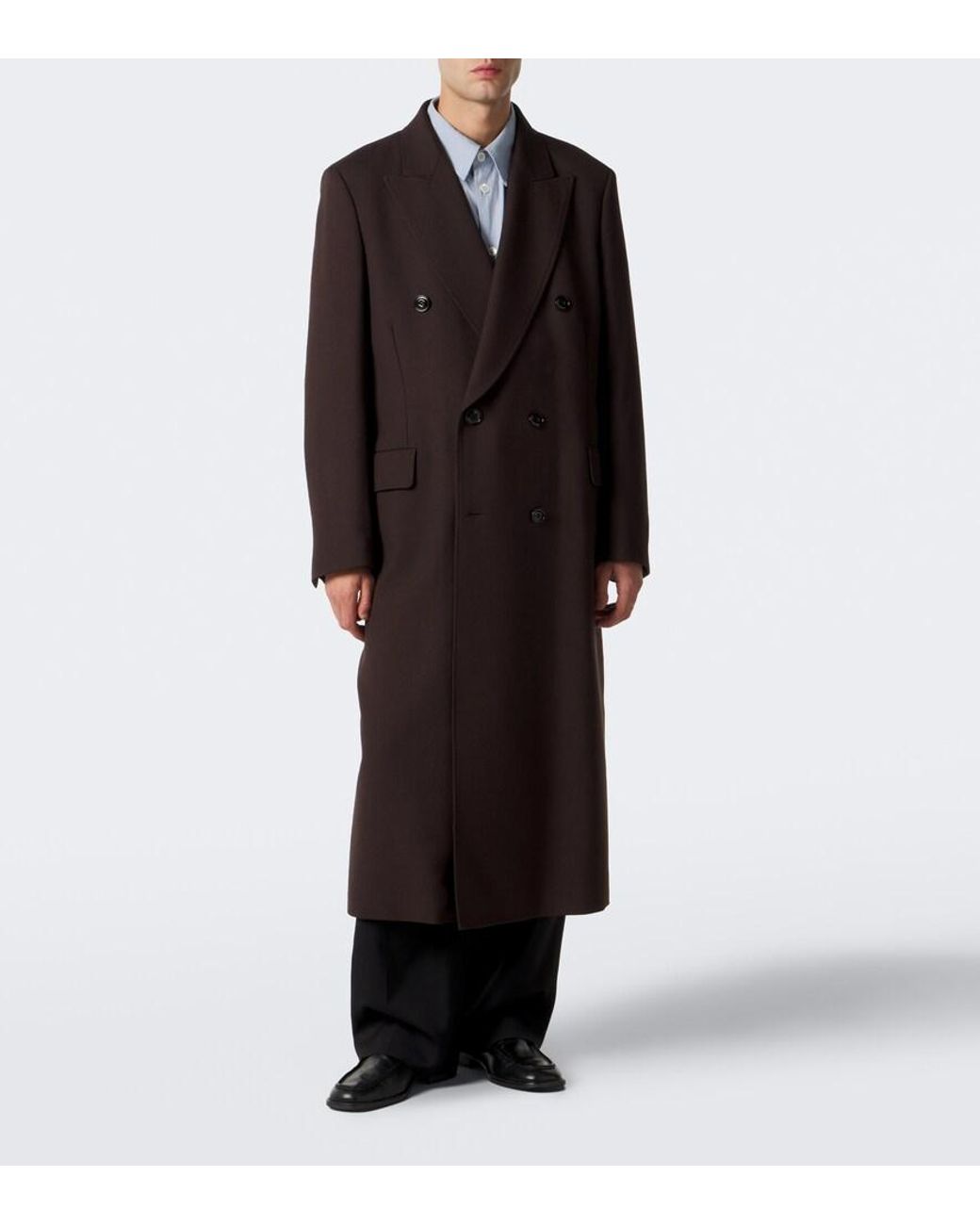 Our Legacy Black Whale Double-Breasted Virgin Wool Coat for men