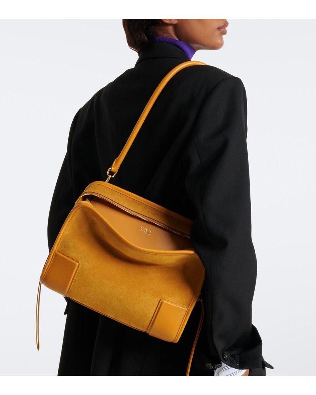 Loewe Yellow Amazona 180 Medium Suede Top-Handle Bag
