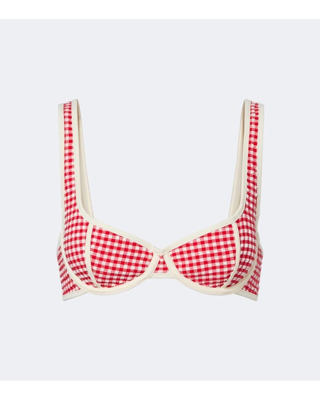 Montce Red Romy Gingham Seersucker Bikini Top