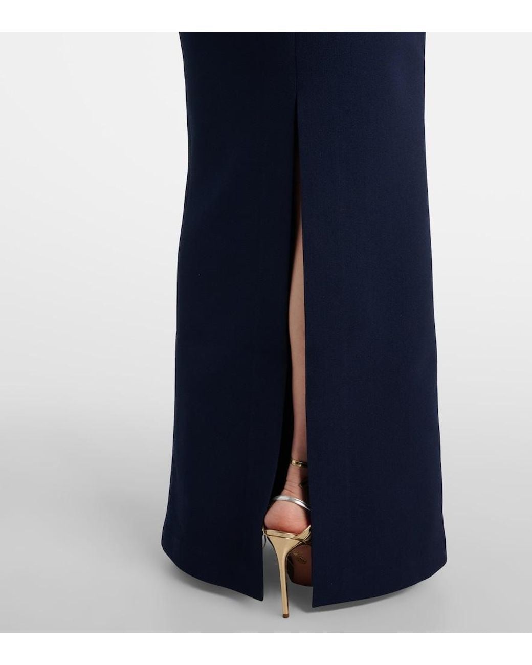Rebecca Vallance Blue Orla Embellished Crepe Bustier Gown