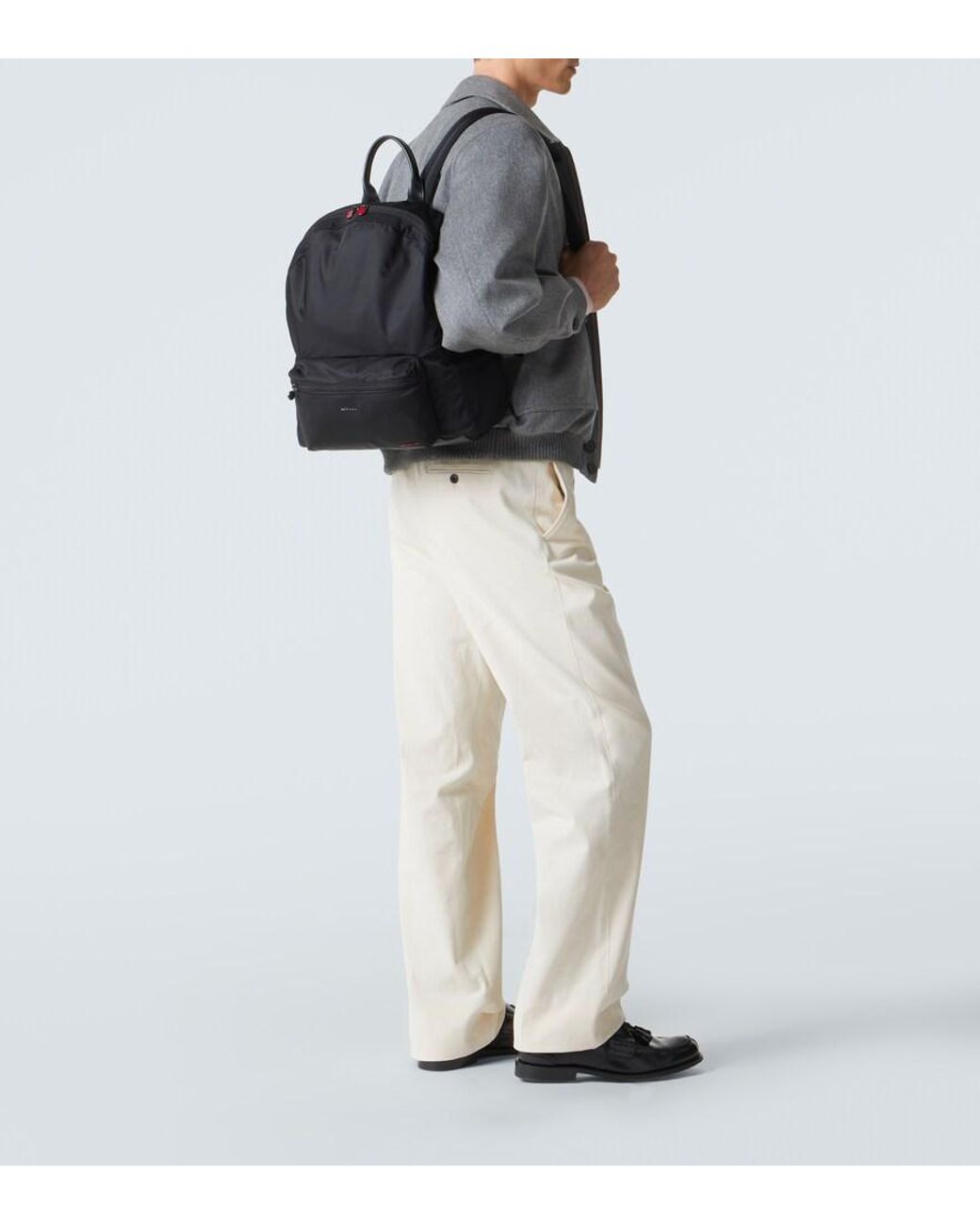 Kiton Black Logo Backpack for men