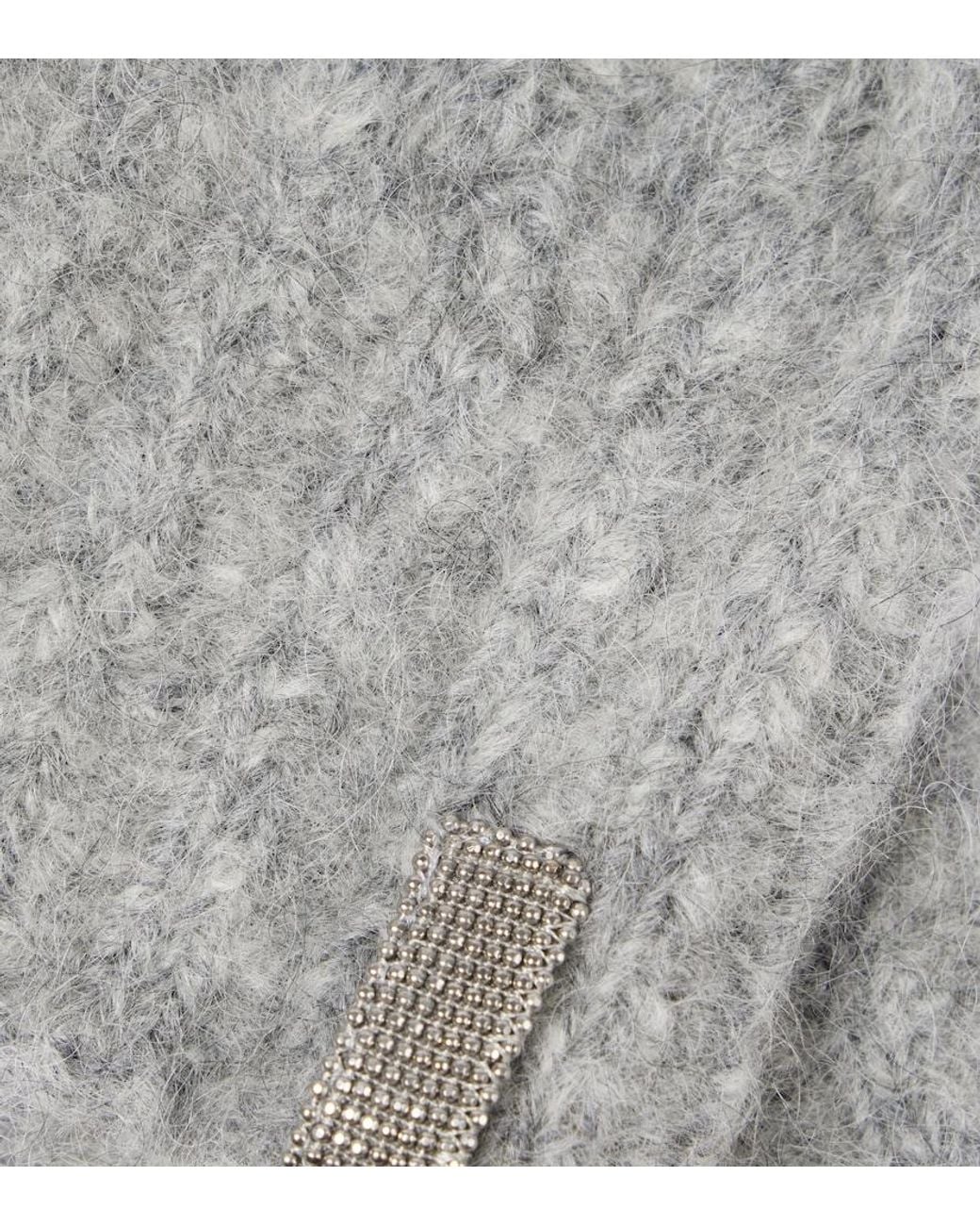 Brunello Cucinelli Gray Mohair And Wool Gloves