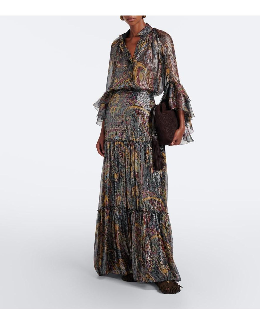 Etro Brown X Birkenstock Gizeh Fringed Suede Sandals