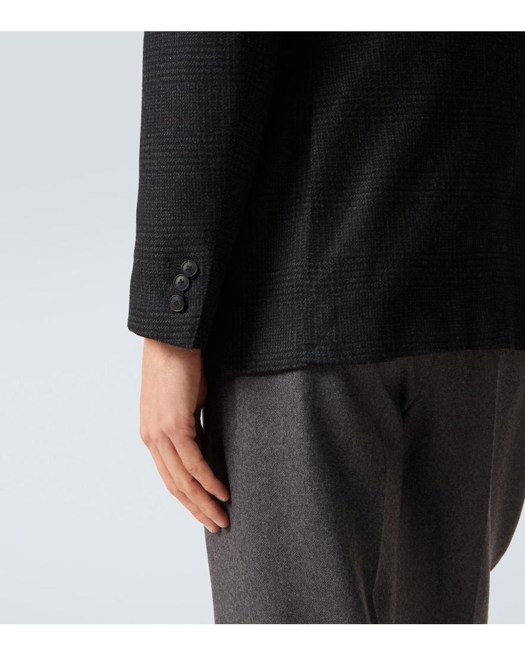 Saman Amel Blazer Aus Wollflanell in Black für Herren