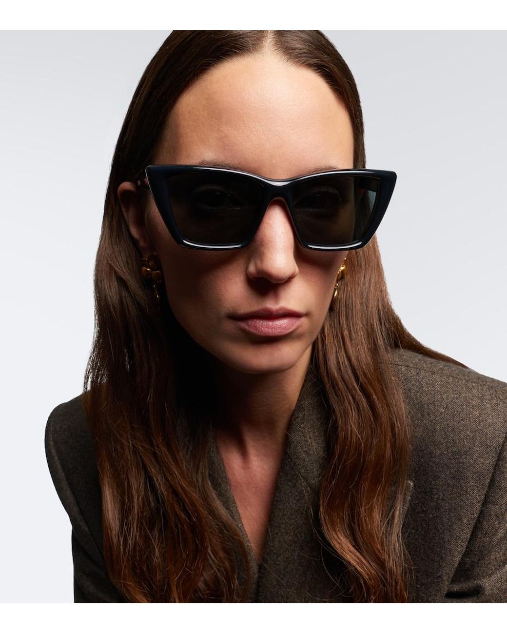 Saint Laurent Gray Sl 276 Mica Plump Cat-Eye Sunglasses