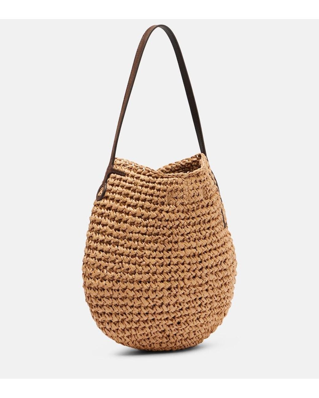 J.W. Anderson Brown Bulb Small Raffia Bucket Bag