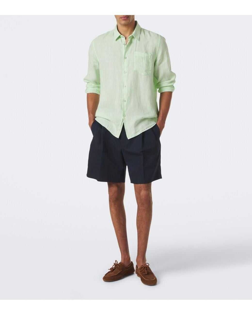 Vilebrequin Green Caroubis Linen Shirt for men