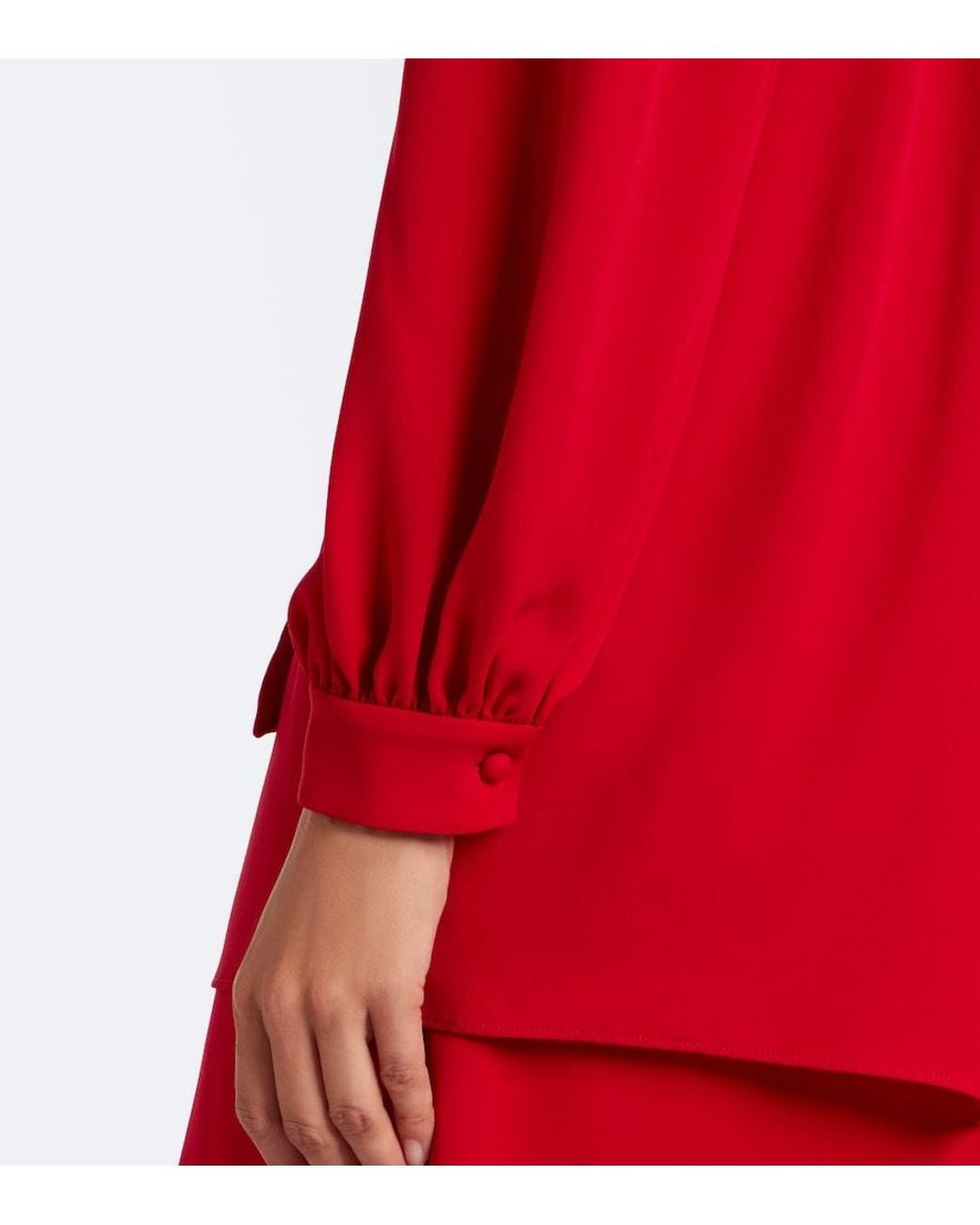 Valentino Red Tie-Neck Silk Georgette Blouse