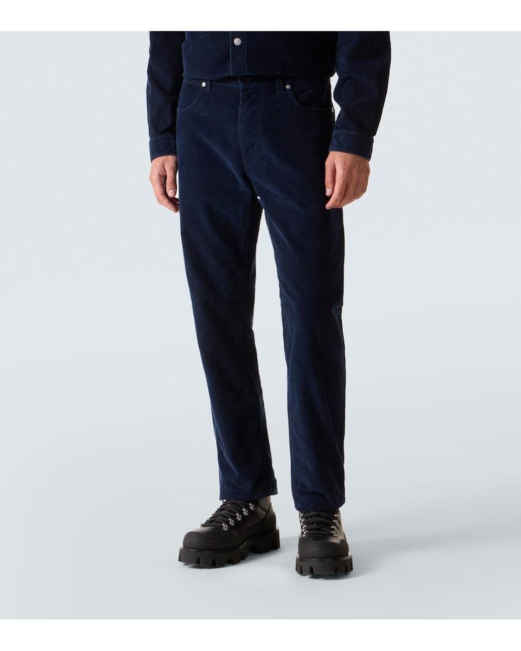 Stone Island Blue Mid-Rise Cotton Corduroy Slim Jeans for men