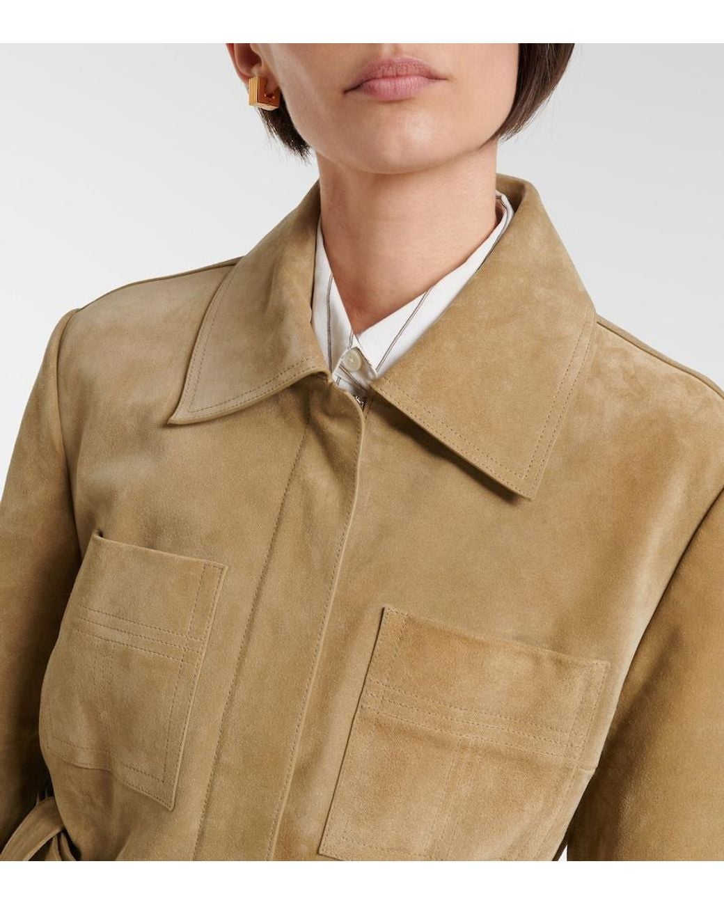 Tory Burch Natural Belted Suede Jacket