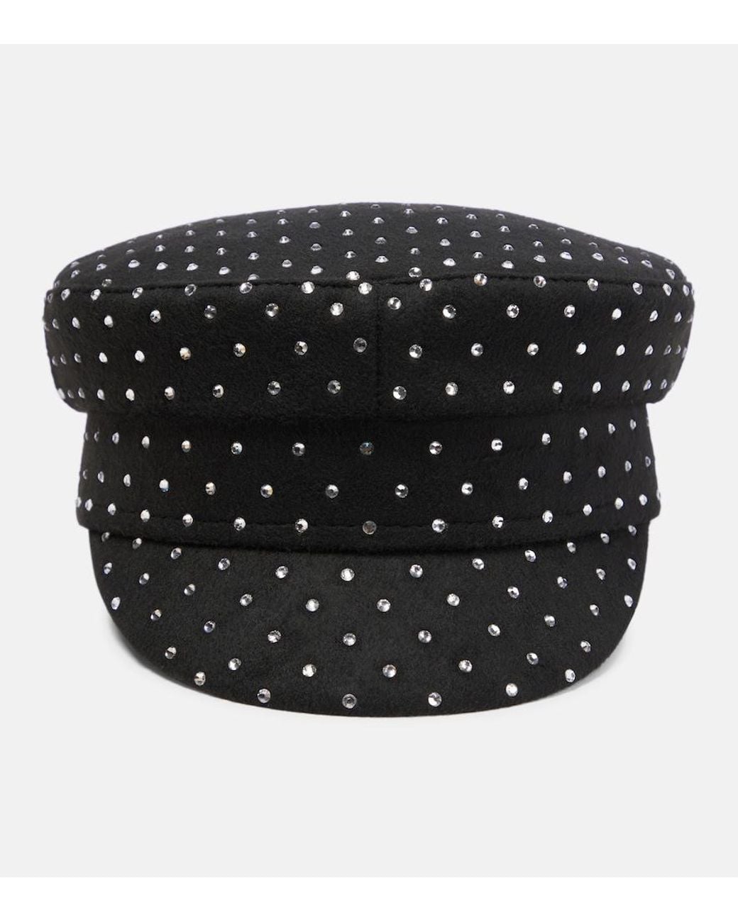 Ruslan Baginskiy Black Crystal-embellished Baker Boy Hat
