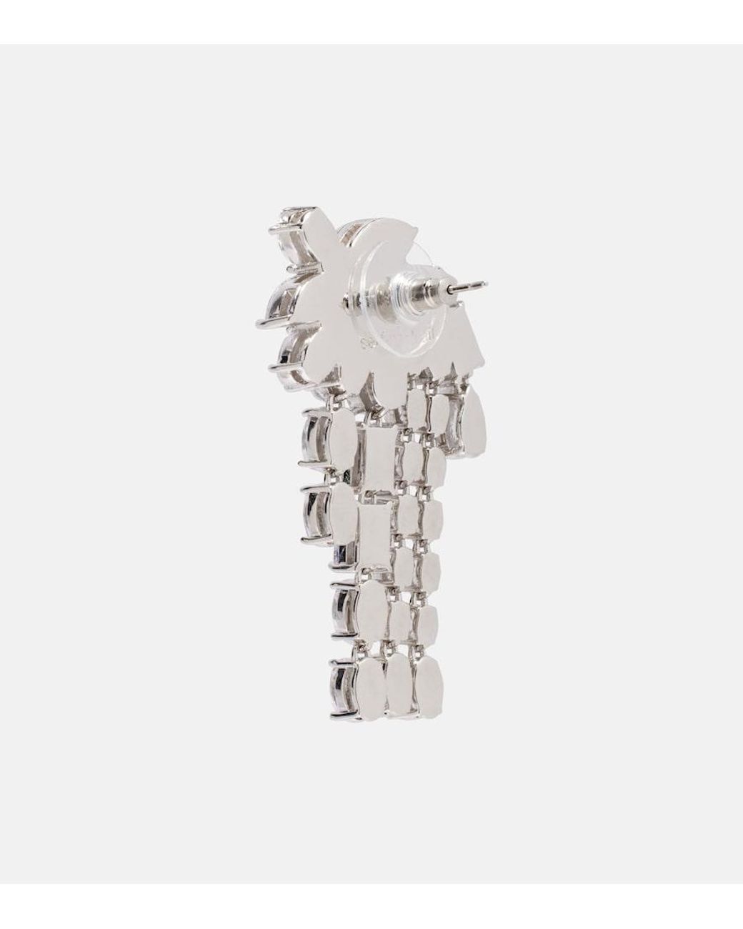 Self-Portrait White Crystal-Embellished Drop Earrings