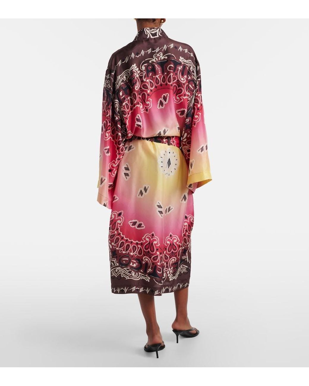 The Attico Red Printed Silk Beach Cover-Up