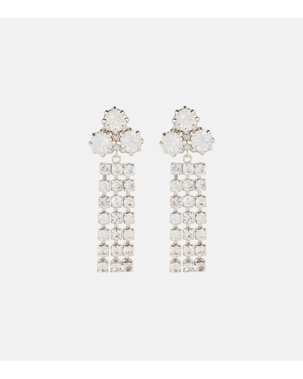 Jil Sander White Crystal-Embellished Earrings