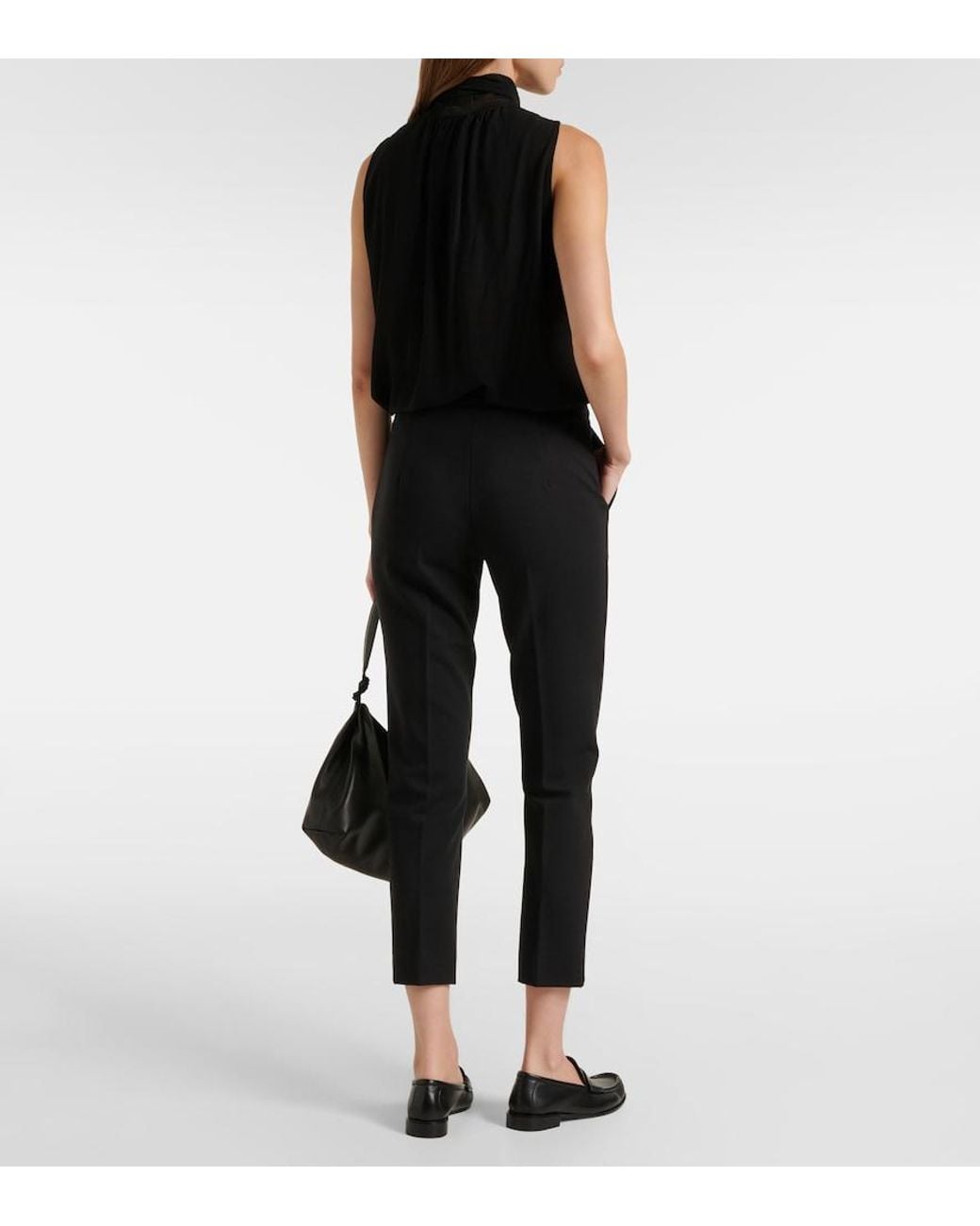 Max Mara Black Cropped Jersey Slim Pants