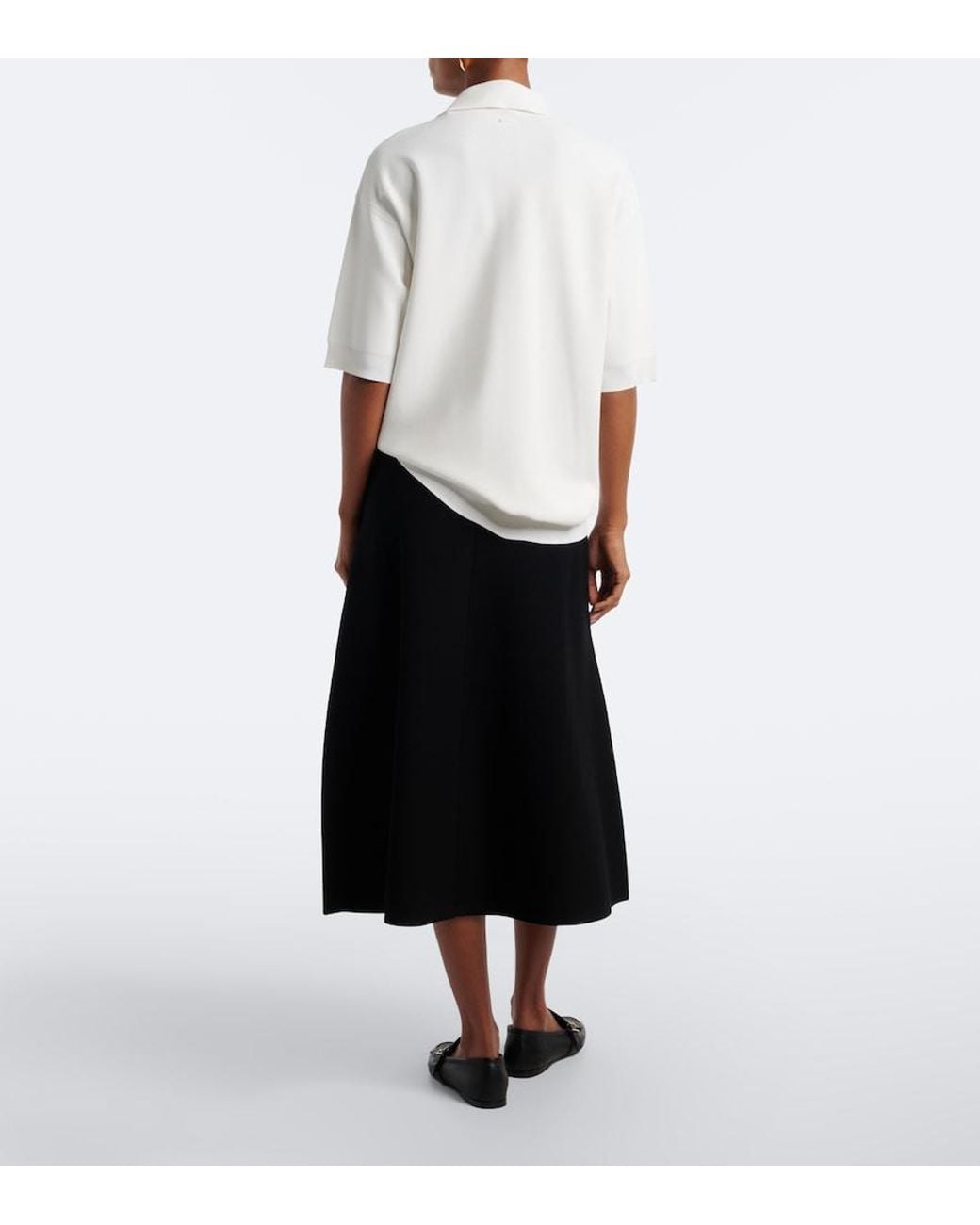 Max Mara Black Knitted A-Line Midi Skirt