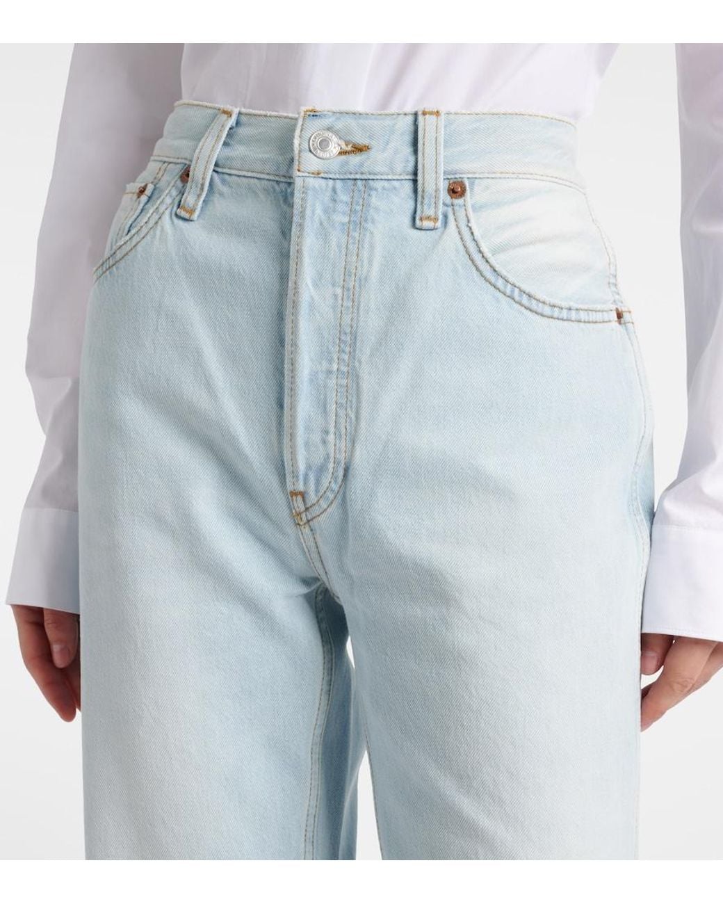 Re/done Blue Loose High-Rise Straight Jeans