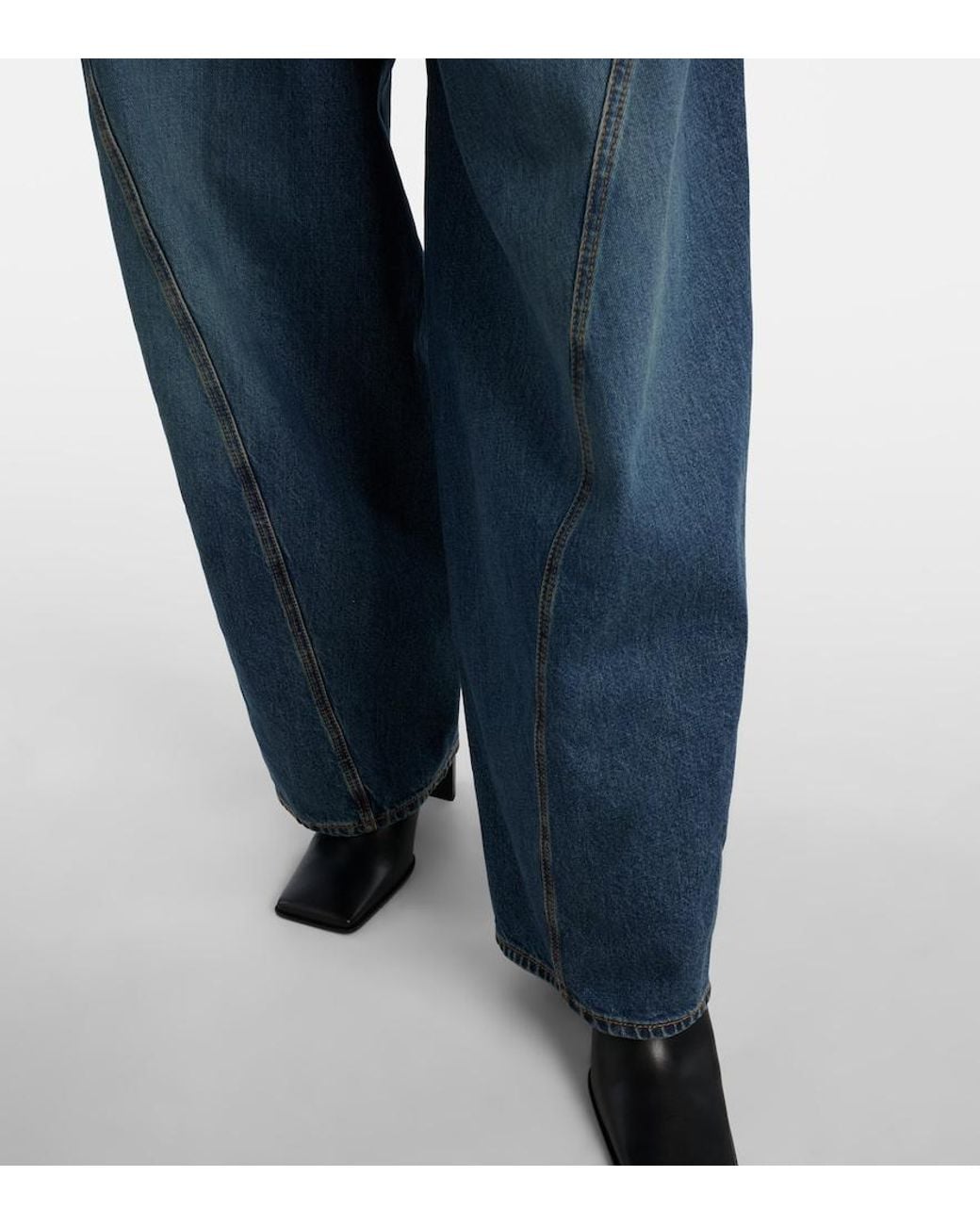 Alaïa Blue Mid-Rise Barrel-Leg Jeans