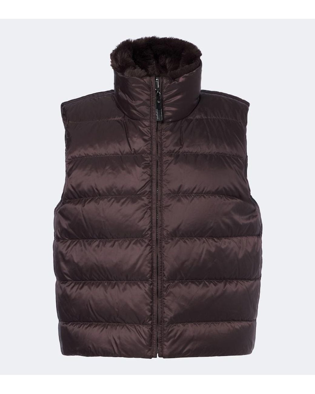 Max Mara Brown Zip-Up Puffer Vest