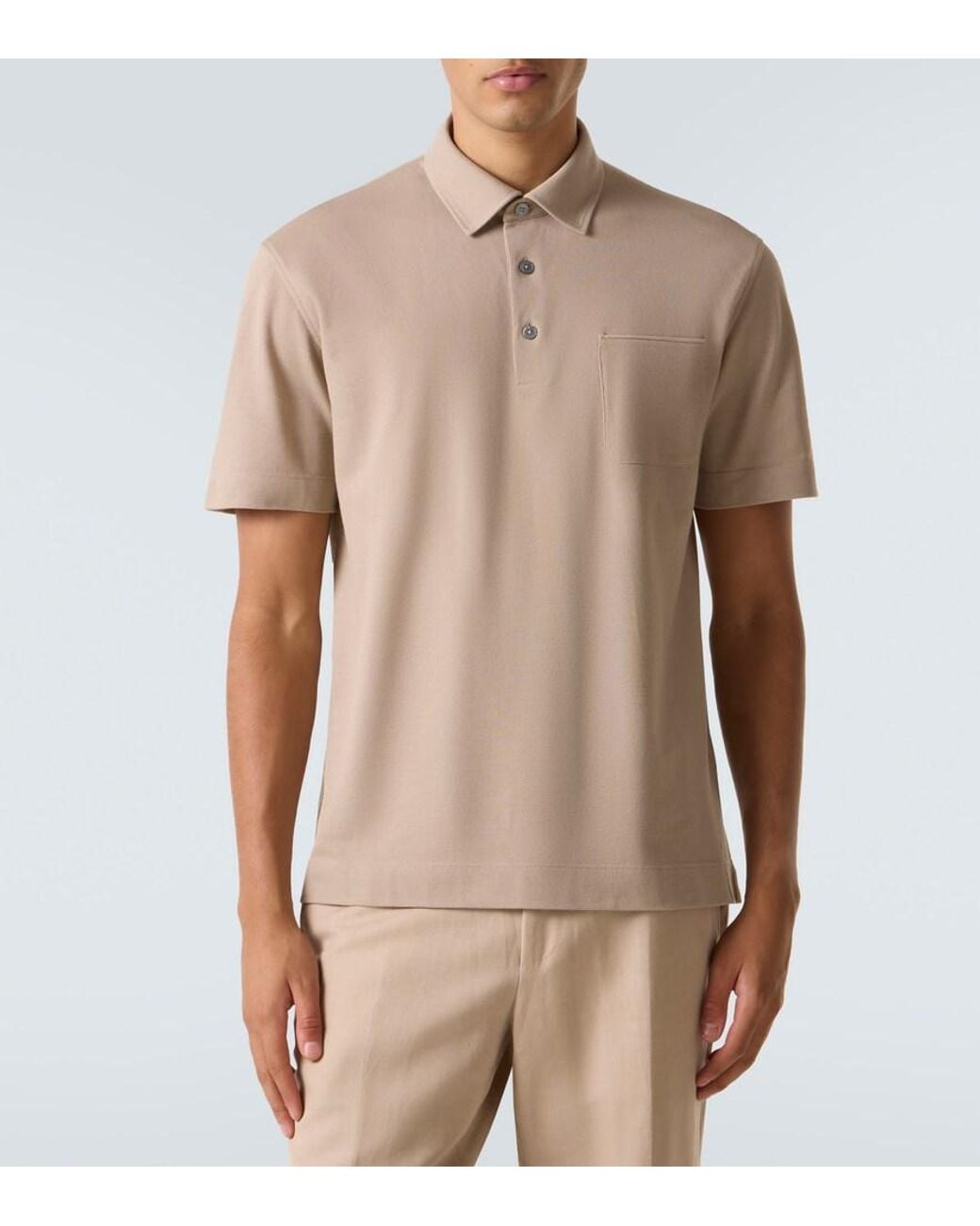 Polo De Algodon Zegna de hombre de color Natural