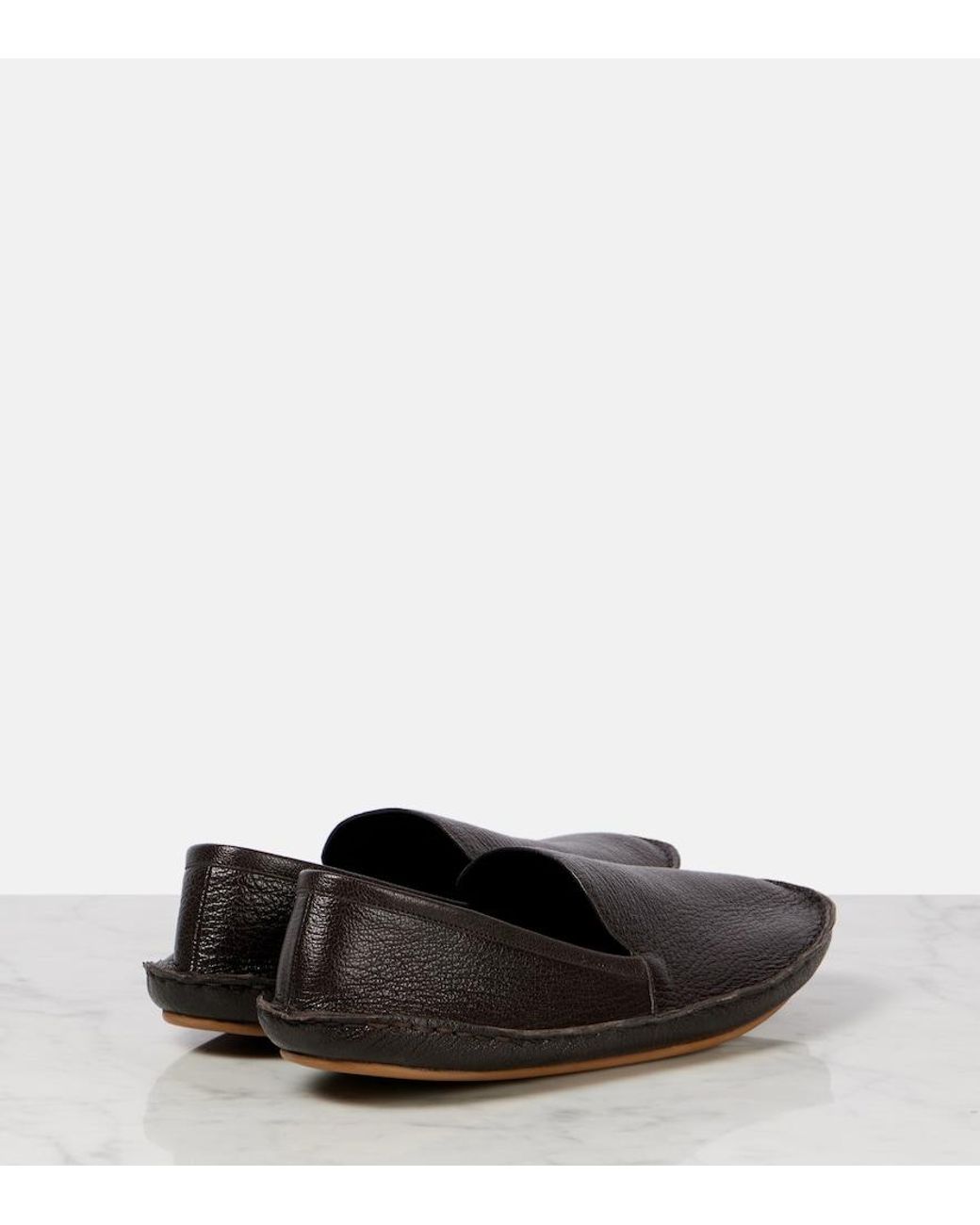 The Row Black Vasko Leather Loafers