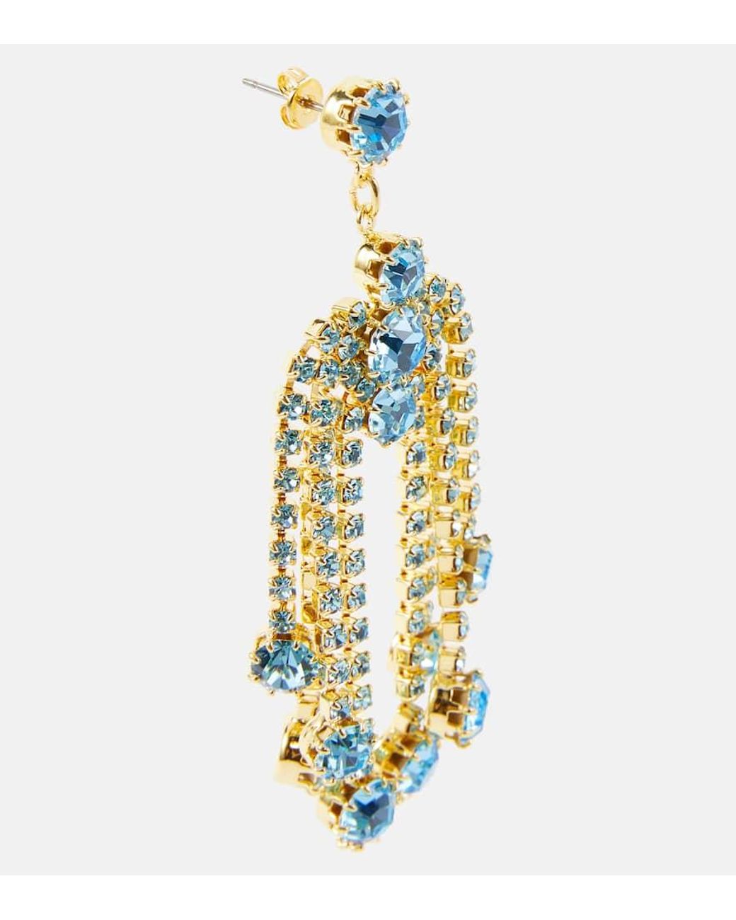 Magda Butrym Blue Crystal-Embellished Drop Earrings