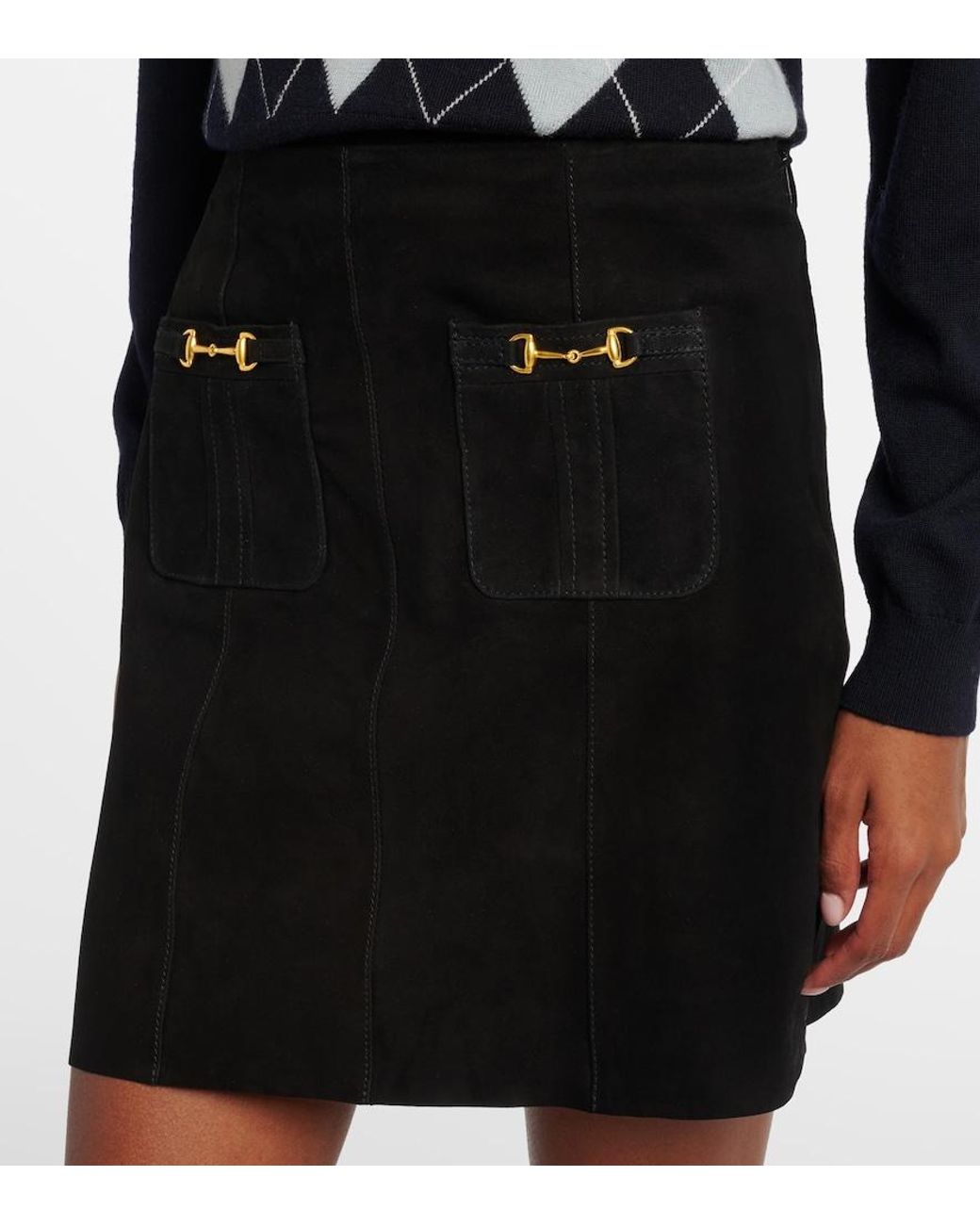 Rixo Black Wiley Suede Miniskirt