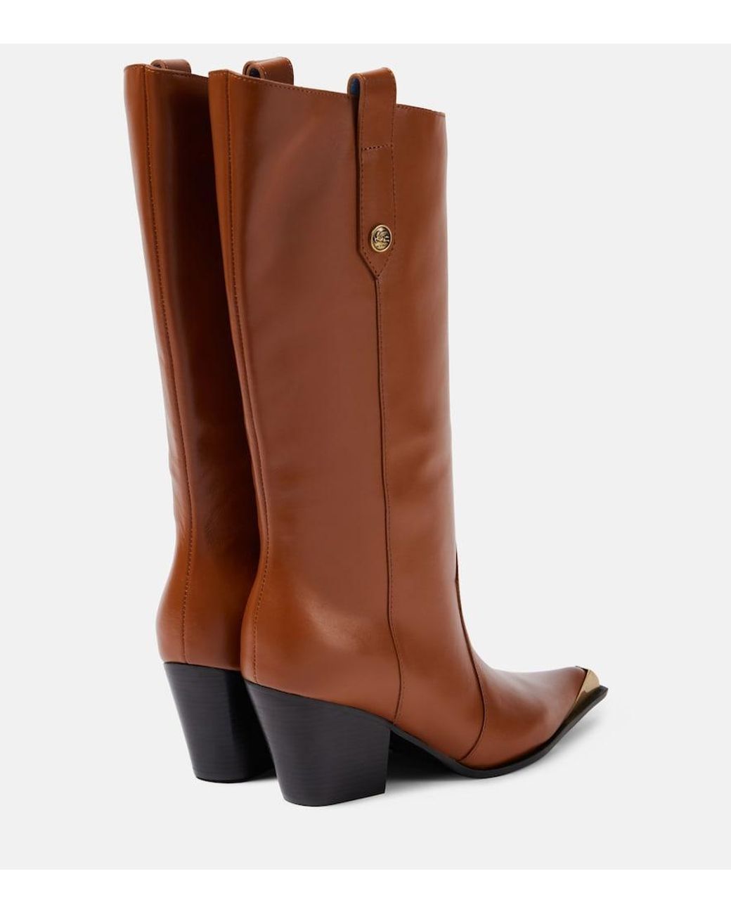 Etro Brown Leather Cowboy Boots