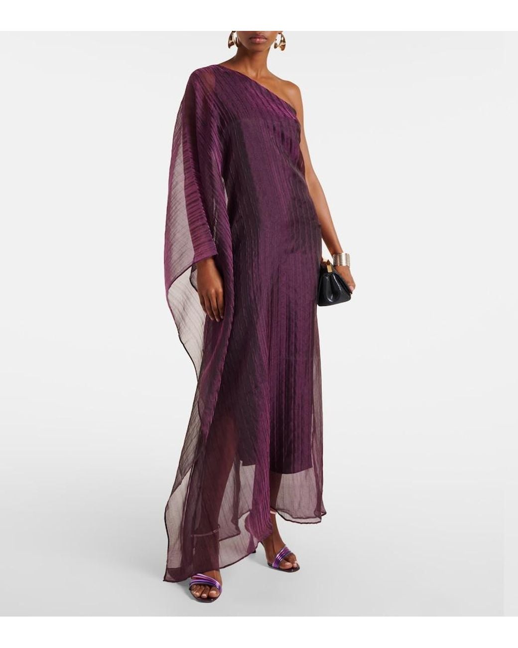 Taller Marmo Purple Betsy One-Shoulder Cady Gown