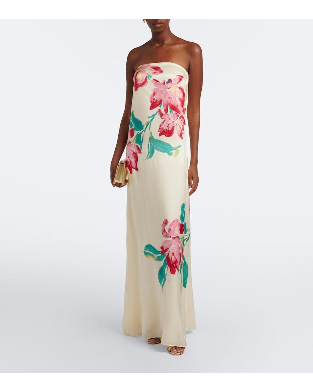 Rebecca Vallance White Sunblush Floral Silk Maxi Dress