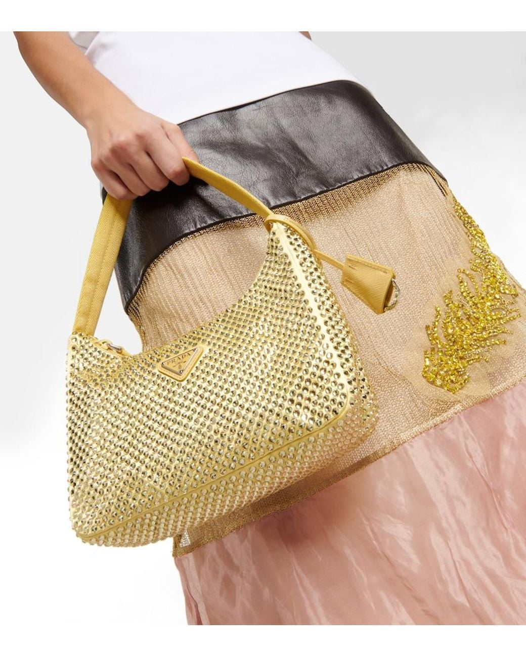 Prada Metallic Re-Edition Mini Embellished Shoulder Bag