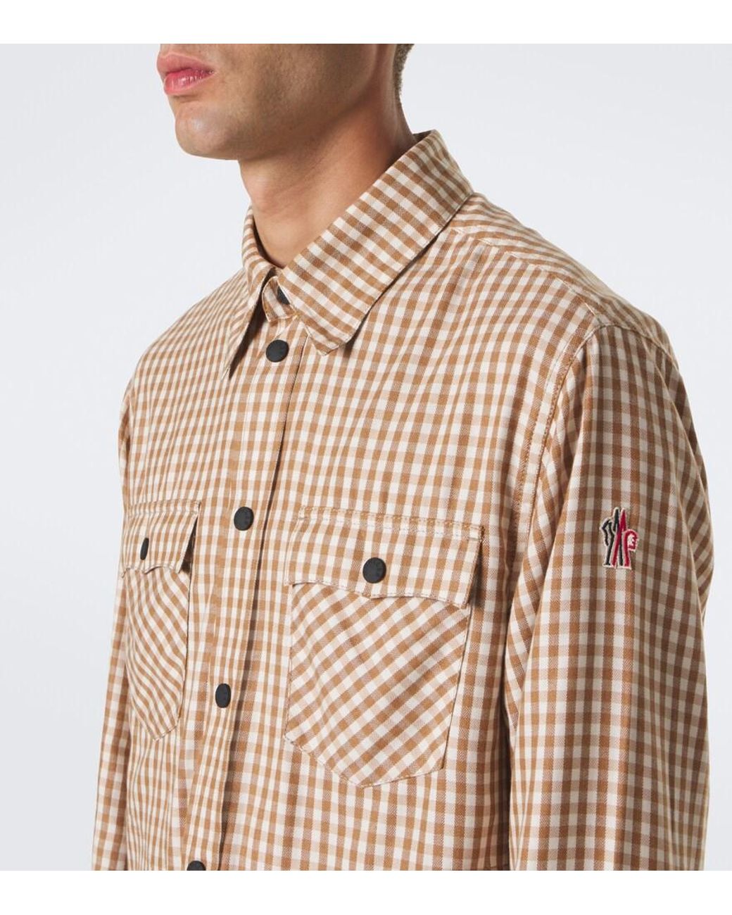 Moncler Brown Check Cotton-Blend Twill Shirt for men