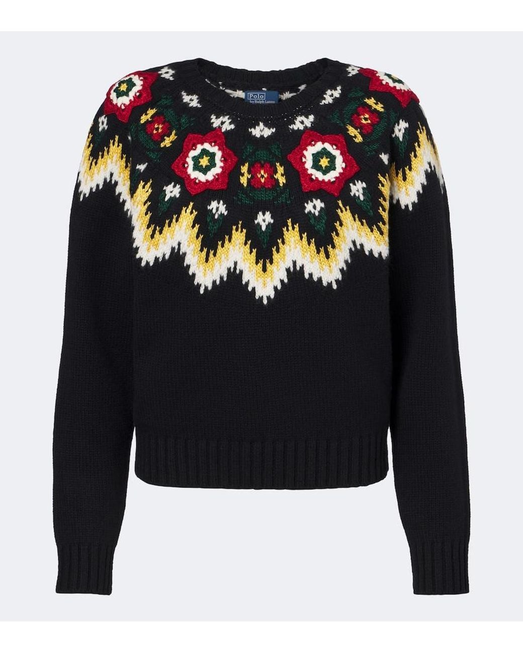 Polo Ralph Lauren Blue Crochet Wool And Cotton Sweater